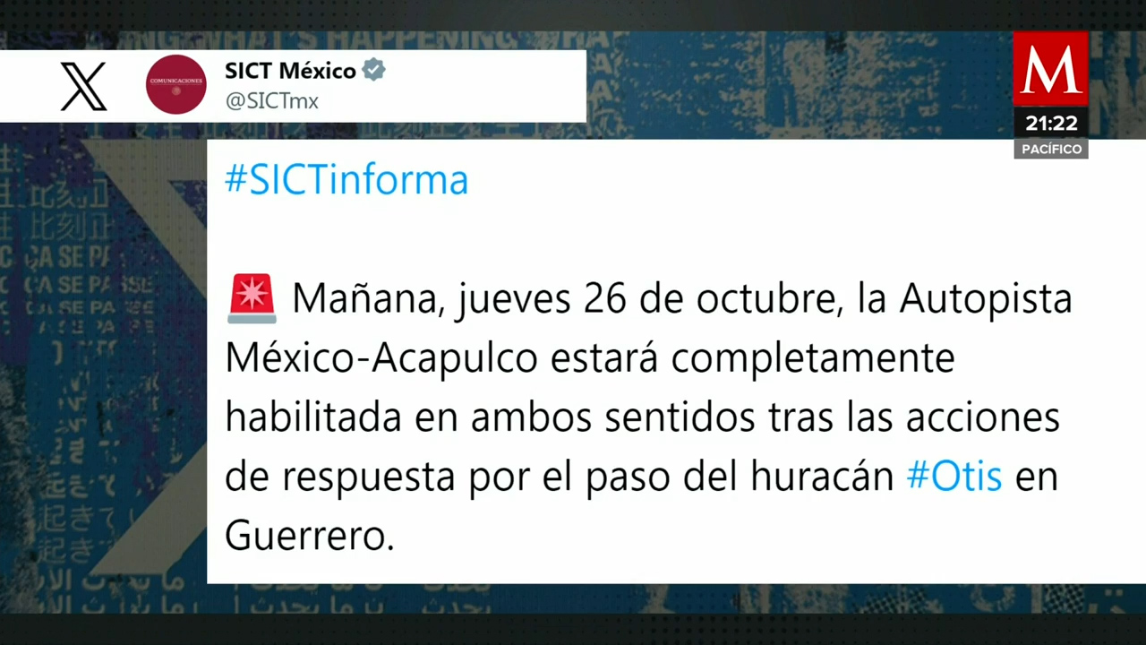 Autopista México-Acapulco vuelve a estar operativa después de huracán Otis