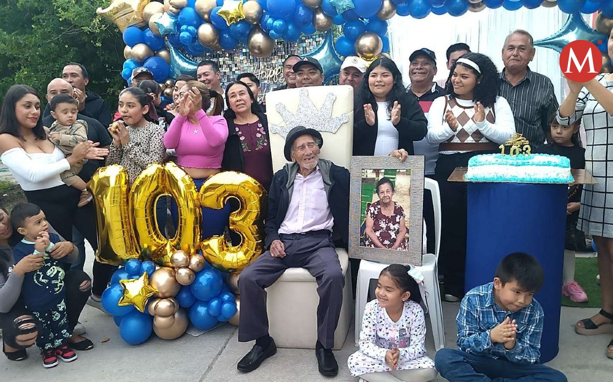 Don Santos cumple 103 años; familia le hace festejo en Tampico