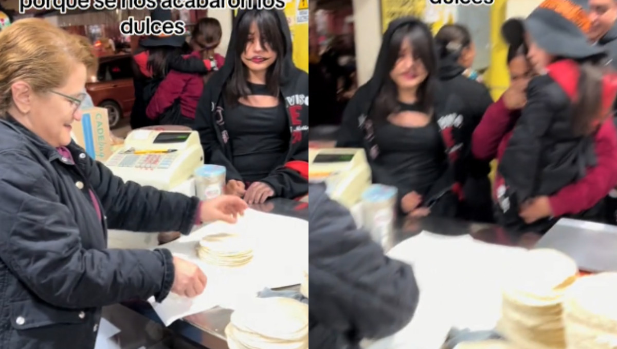 Mujer regala tortillas de calaverita (especial).