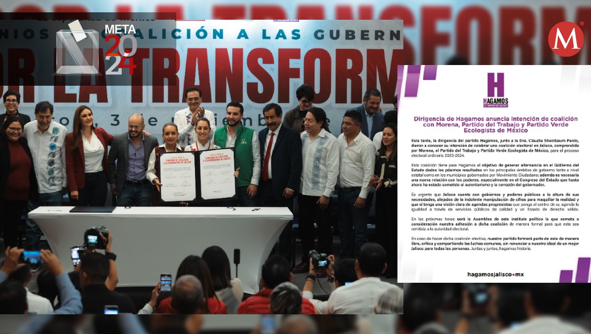 Partido Hagamos irá por gubernatura de Jalisco en coalición con Morena, PVEM y PT (X @Claudiashein y Facebook Hagamos Jalisco)