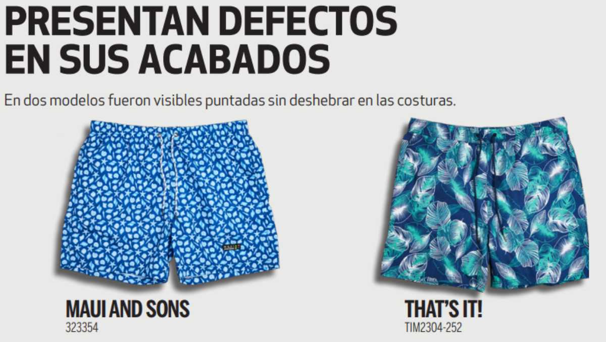  Trajes de baño, hombres, Profeco 3 