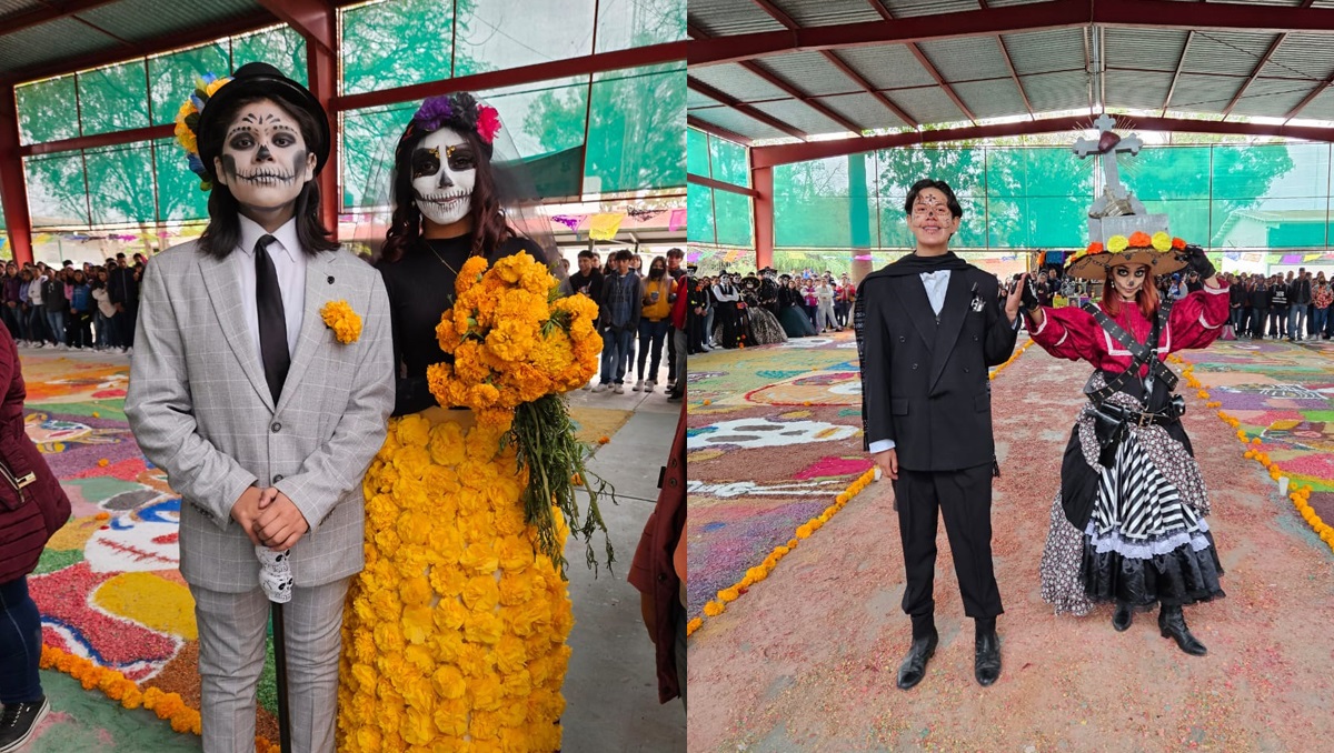 Concurso de catrines y catrinas de la preparatoria. (cortesía)