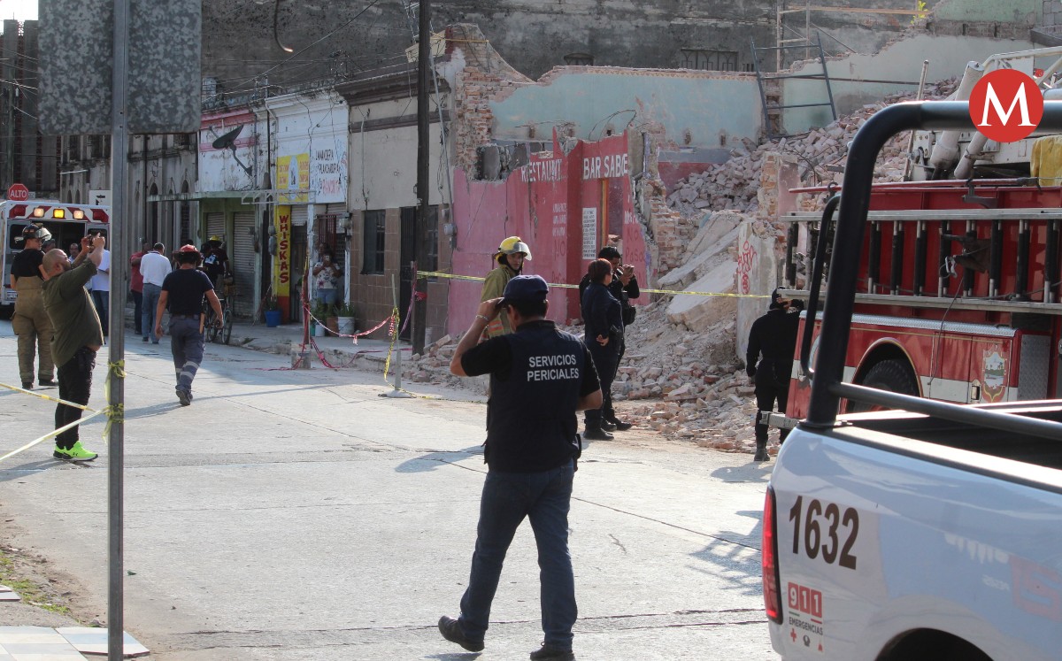 Derrumbe de losa en zona centro de Tampico. Foto: Yazmín Sánchez