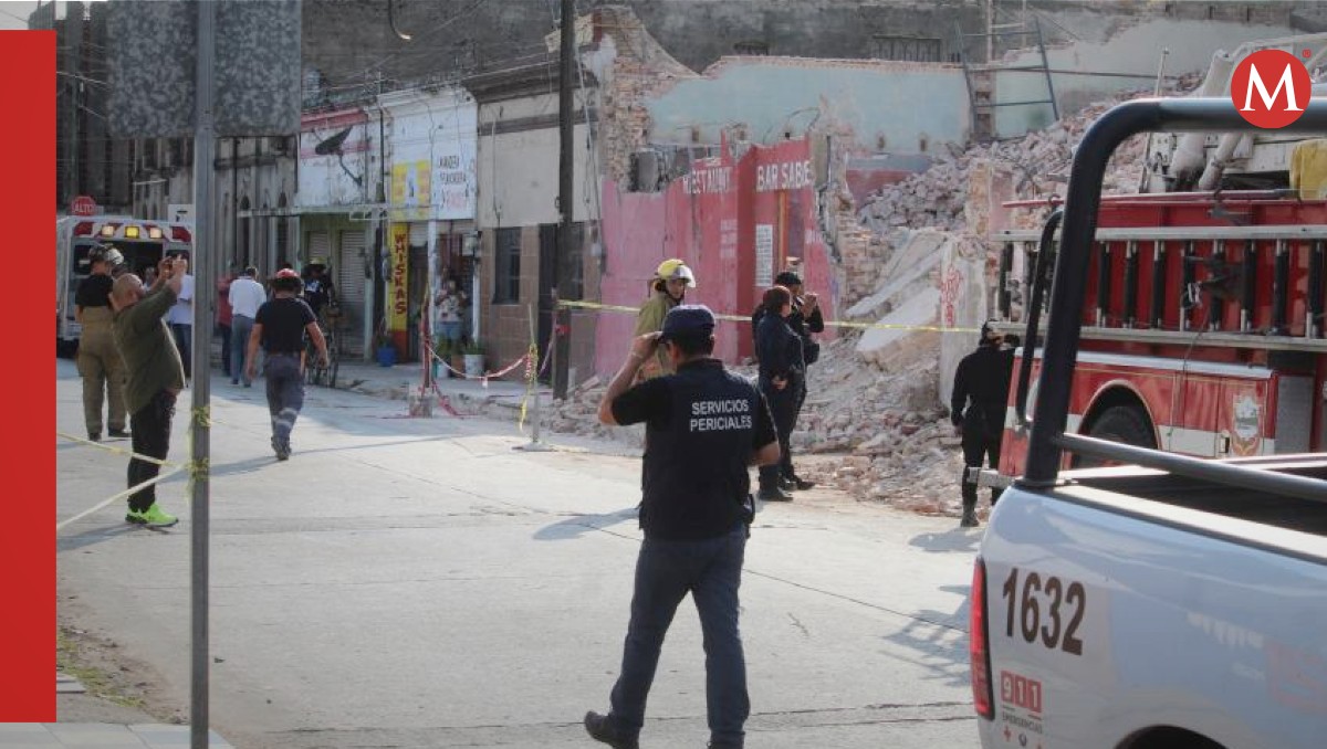 Derrumbe de losa en zona centro de Tampico. (Yazmín Sánchez)