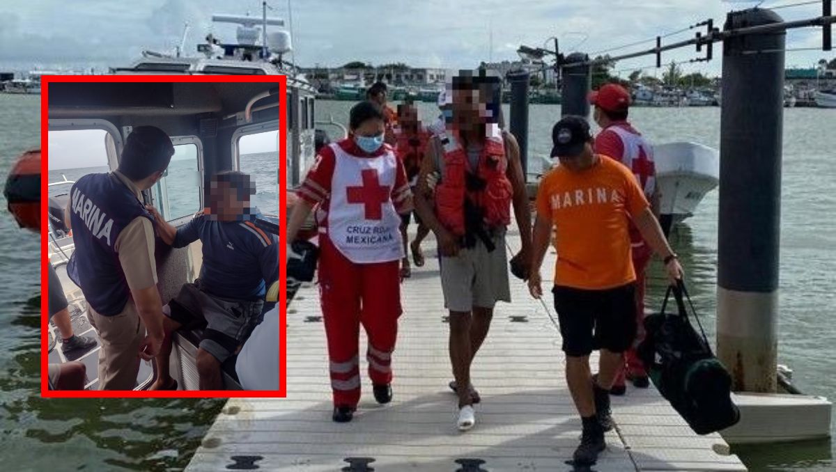 Marinos rescatan a dos pescadores en Yucatán | Especial.