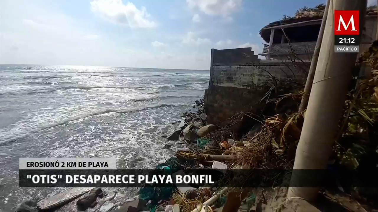 Otis' borra tortuguero y devora 2 kilómetros de playa Bonfil en Acapulco Dorado