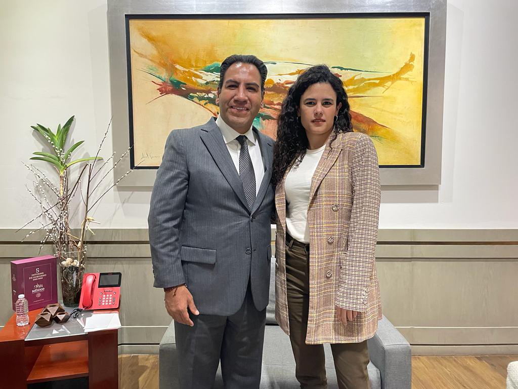 Eduardo Ramírez y Luisa María Alcalde revisan agenda legislativa para la transformación. (Twitter)