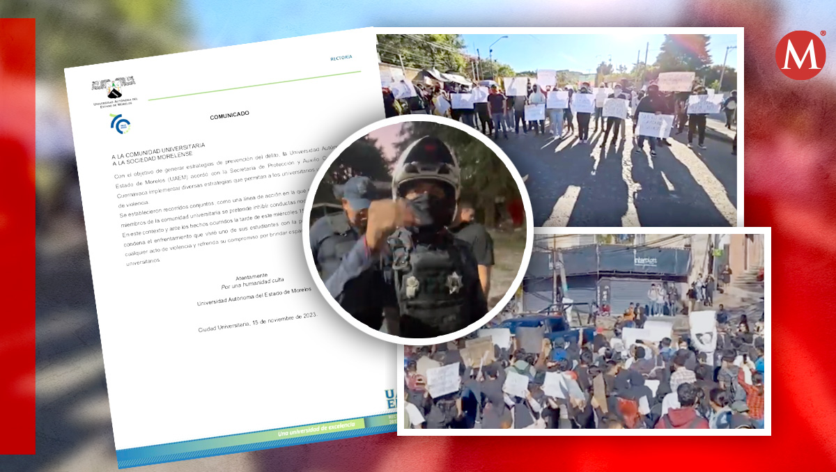 Estudiantes de la UAEM bloquearon accesos en protesta por una supuesta agresión de cuerpos policíacos a un estudiante. | Especial