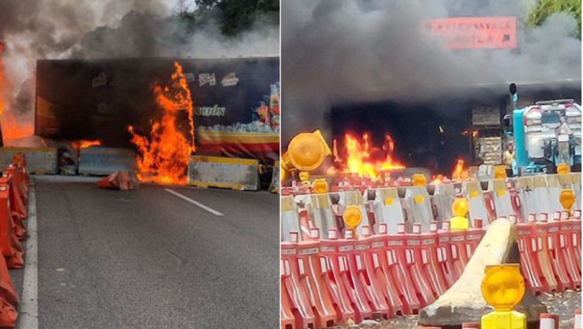 Cierran autopista México-Cuernavaca HOY por incendio de tráiler