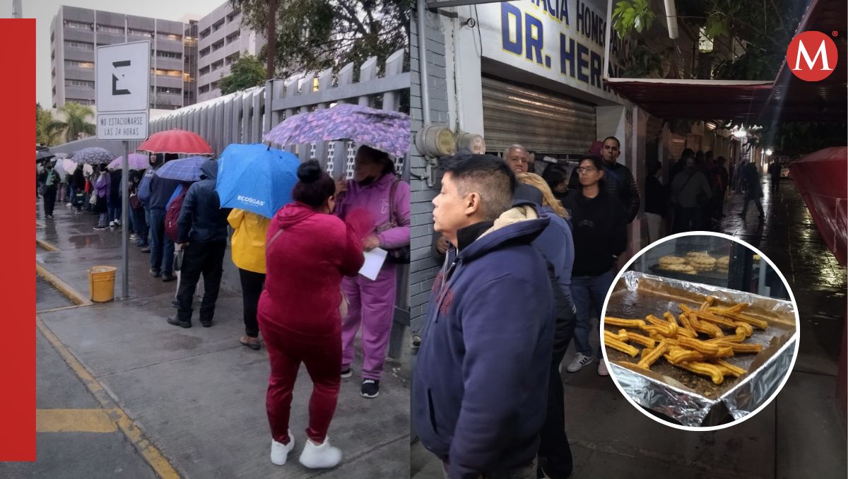 Filas bajo la lluvia en Torreón. | Especial