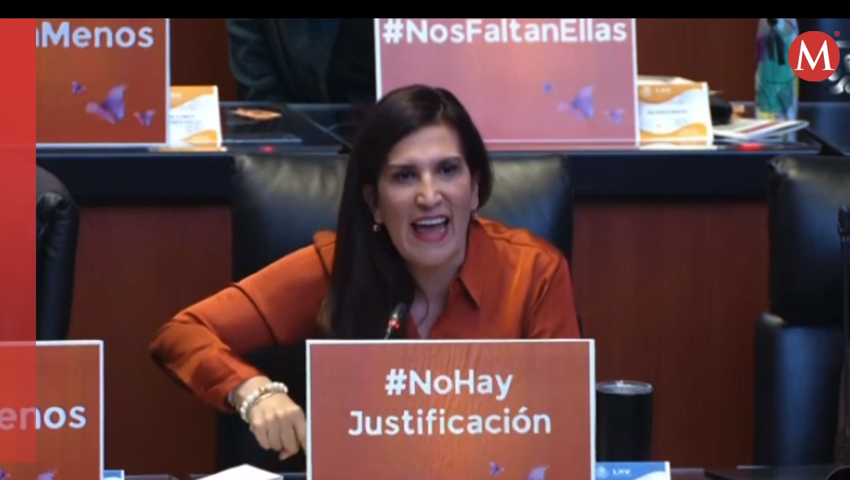 La senadora Kenia López en la sesión de hoy, en la que se enfrentaron panistas y morenistas. | Cortesía