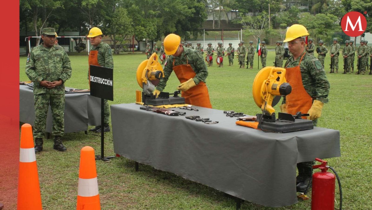 Armamento asegurado es destruido por la Sedena en el norte de Veracruz