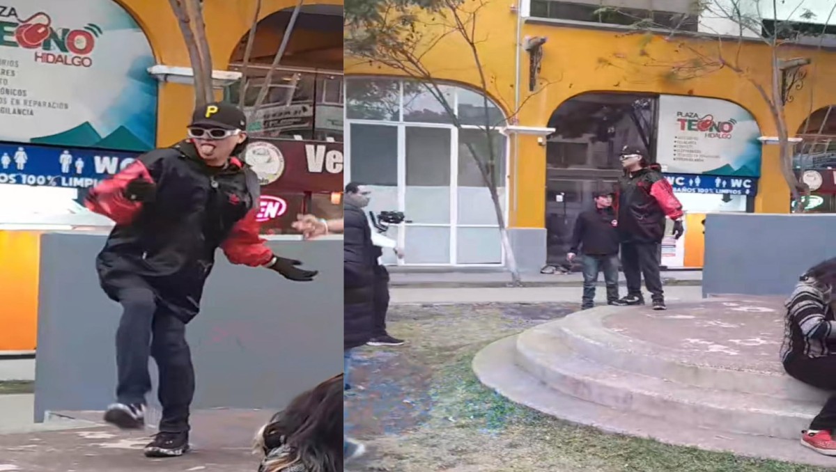 Doble de Peso Pluma es captado grabando un video.
