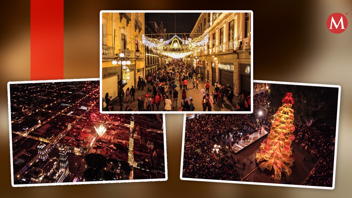 Poblanos y turistas abarrotan Zócalo por encendido de luces navideñas | Agencia Enfpque | Diseño Milenio