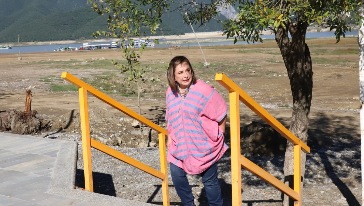 Xóchitl Gálvez visitó la presa La Boca, en Nuevo León. Foto: Leonel Rocha