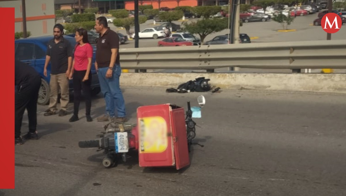 Repartidor sufre fractura expuesta al chocar con camioneta en Tampico