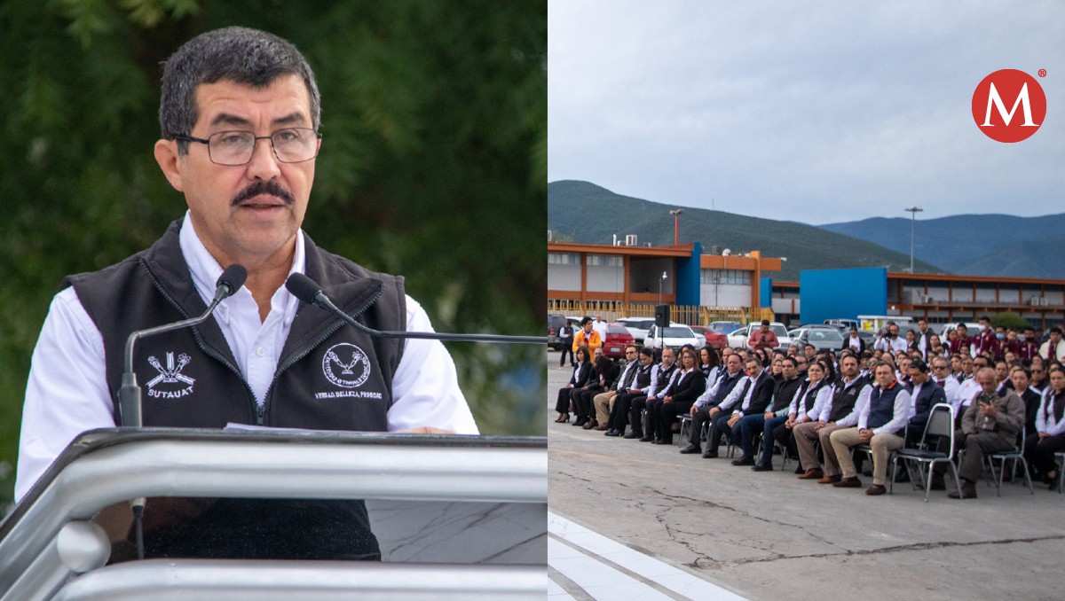 Dámaso Anaya, rector de la UAT, realiza honores a la bandera. (Cortesía)