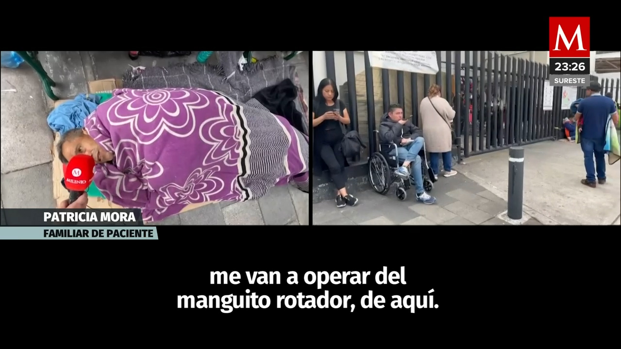 Pacientes y familiares esperan en banquetas ante la saturación por enfermedades respiratorias