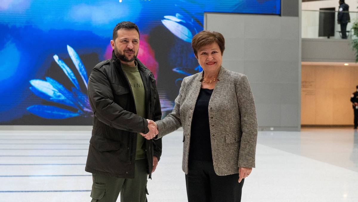 Zelensky se reunió con la titular del FMI Kristalina Georgineva en EU. | AFP