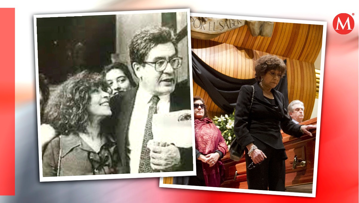 Cristina Pacheco junto a Emilio Pacheco, primero como pareja (izquierda) y después en funeral del escritor en 2014. (Archivo y Cuartoscuro)