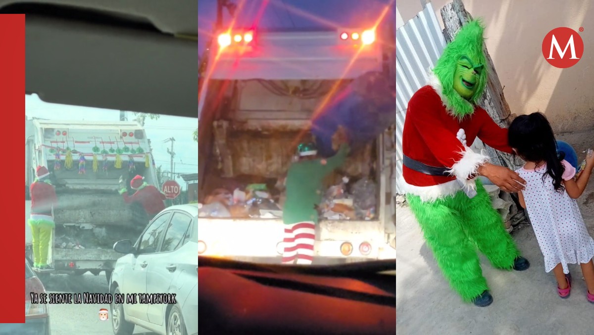 Graban a Grinch y Santa Claus recogiendo basura en Tampico