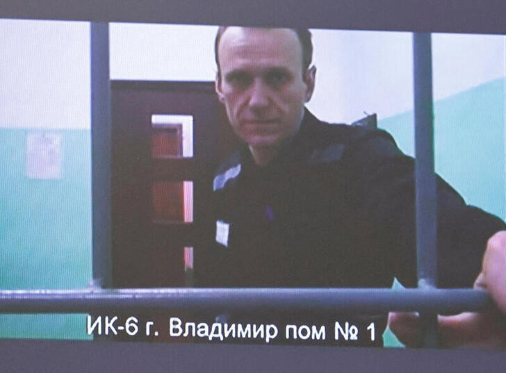 Imagen de archivo del opositor ruso Alexei Navalny durante una comparecencia telemática. (Reuters)