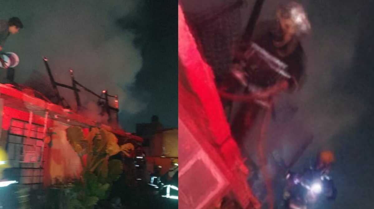Incendio en Pachuca por quema de pirotecnia.