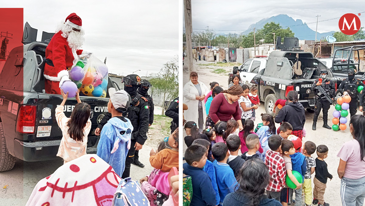 Santa Claus dejó su medio de transporte y vistió botas tácticas. Fotos: Especial
