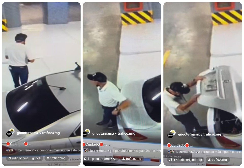 Captan a ladrones robando a un vehículo en estacionamiento del Mercado Corona (Especial)