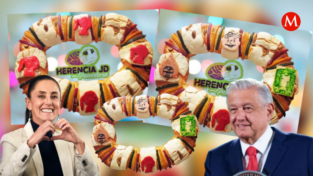 Roscas de Reyes de 4T con AMLO y Claudia Sheinbaum | Especial/ Herencia JD