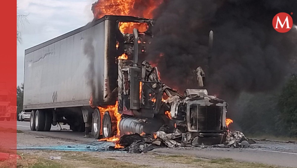 Se incendia tráiler en carretera a Güémez en Tamaulipas