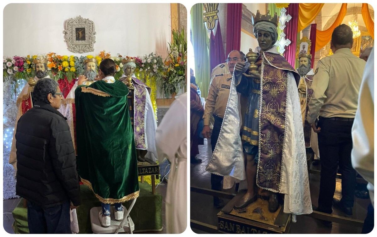 Realizan cambio de capas a los Reyes Magos en Cajititlán