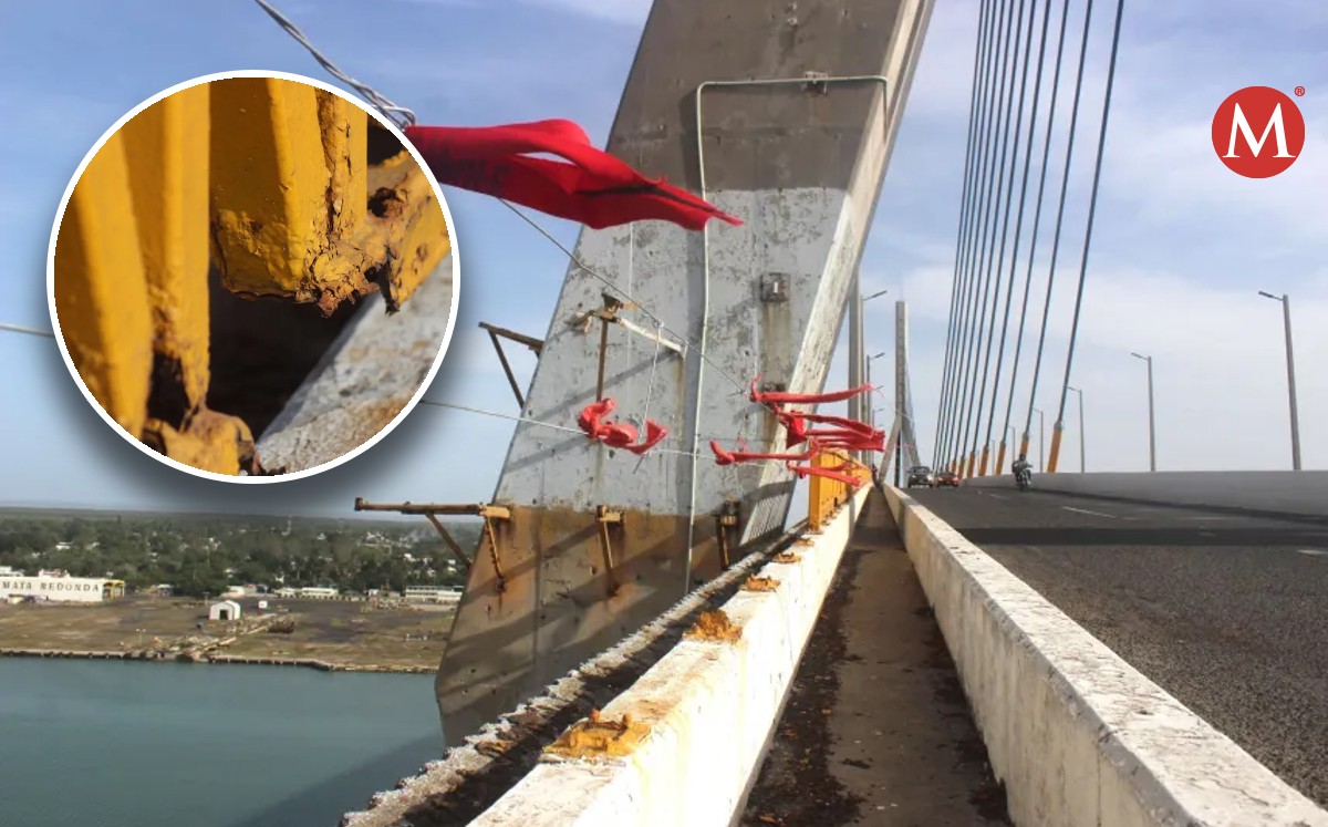 Barandal del puente Tampico cae tras fuertes ráfagas de viento