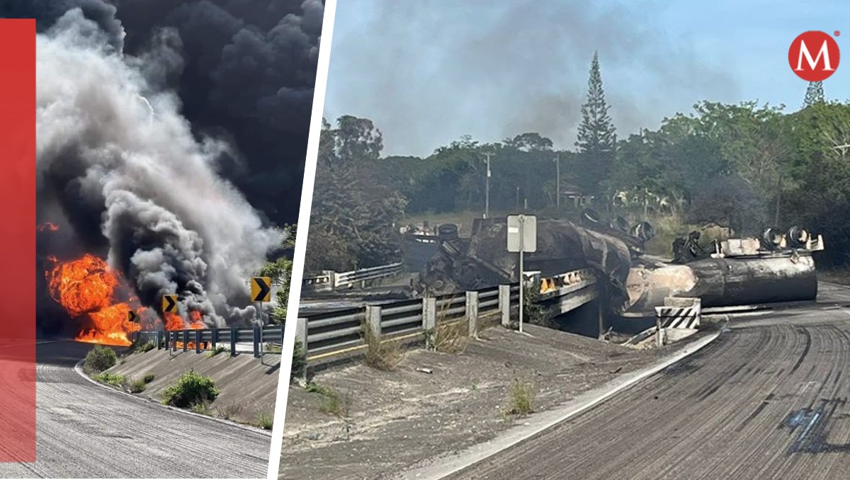 Cierran carretera Tampico-Ozuluama tras choque y explosion de pipas