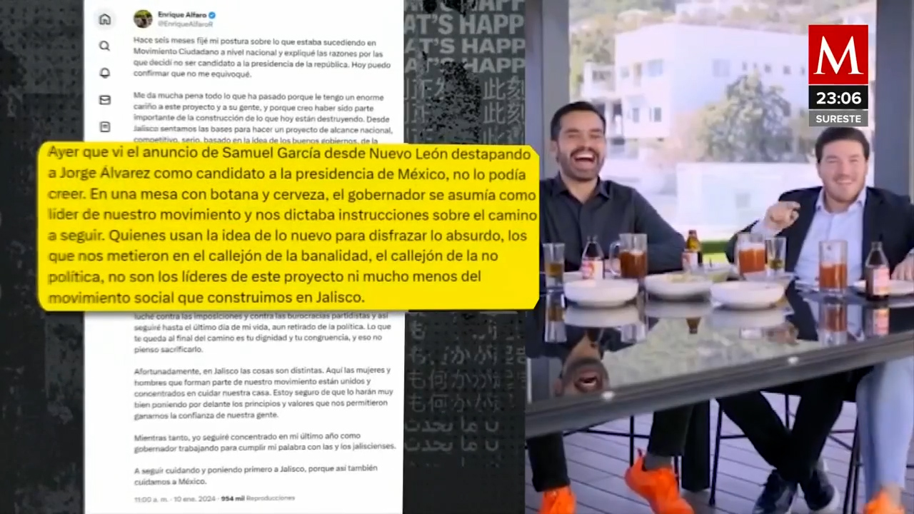 Enrique Alfaro critica anuncio de Samuel García sobre candidatura de Jorge Álvarez Máynez