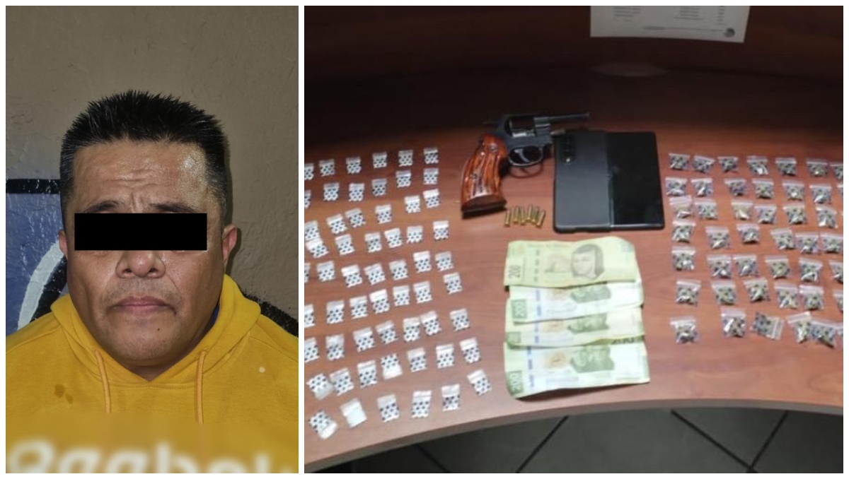 El hombre fue detenido en posesión de un arma y diversas dosis de droga. | SSC de CdMx