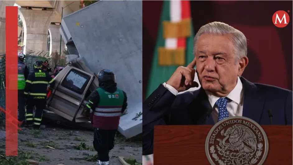 AMLO acusa "guerra sucia" tras caída de estructura en obras del Tren México-Toluca