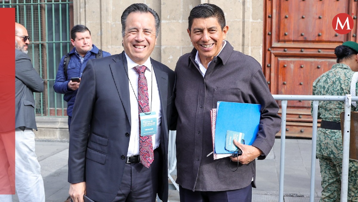 Los gobernadores de Veracruz y Oaxaca a su llegada a Palacio Nacional. | @salomonj