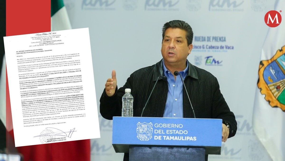 Un notario en Reynosa desacreditó el trámite hecho por el ex gobernador de Tamaulipas Francisco García Cabeza de Vaca.