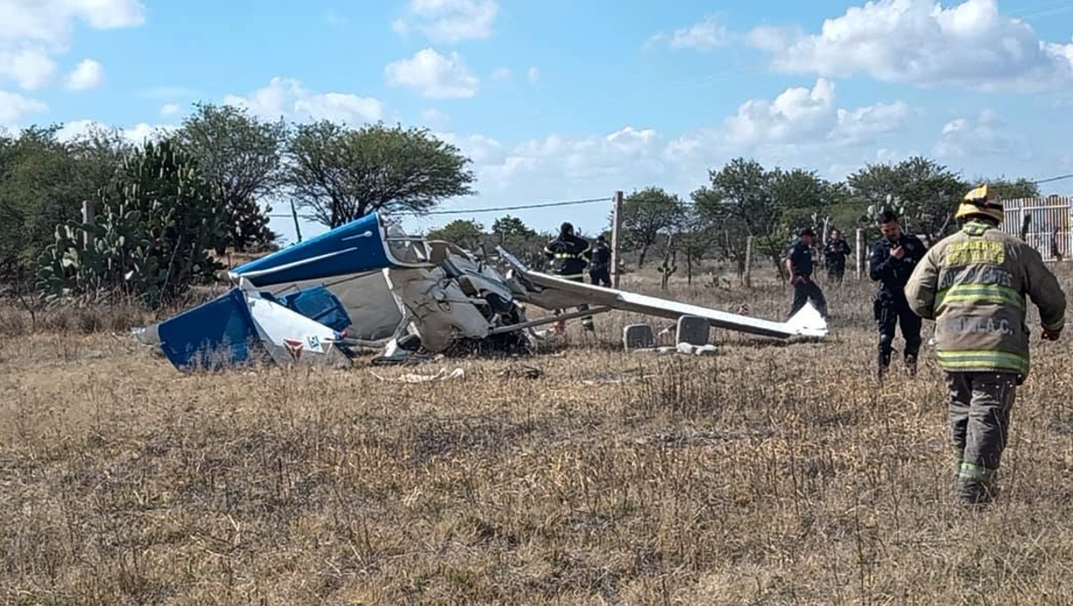La avioneta tipo Cessna se desplomó en un rancho de Aguascalientes. | @Manuel_AlonsoG
