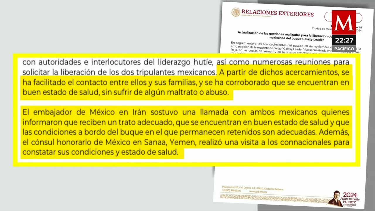Mexicanos secuestrados en Galaxy Líder afirman buen estado de salud