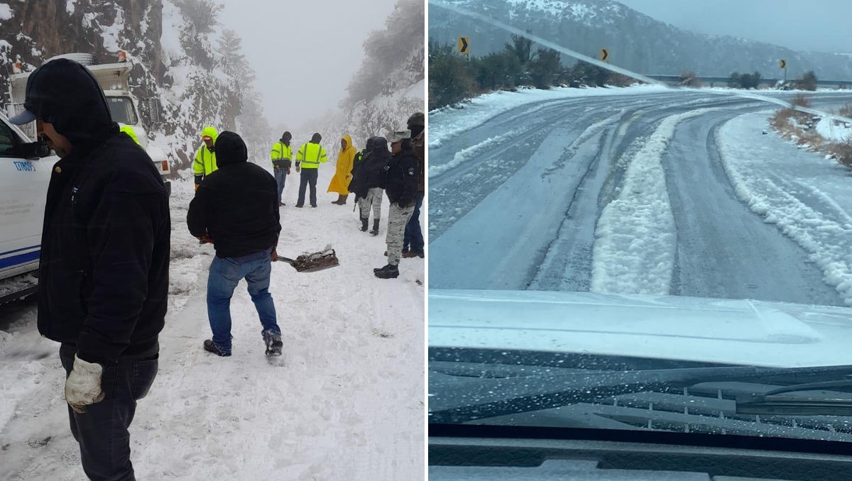 Se registró acumulación de nieve en carreteras de Chihuahua. | Especial