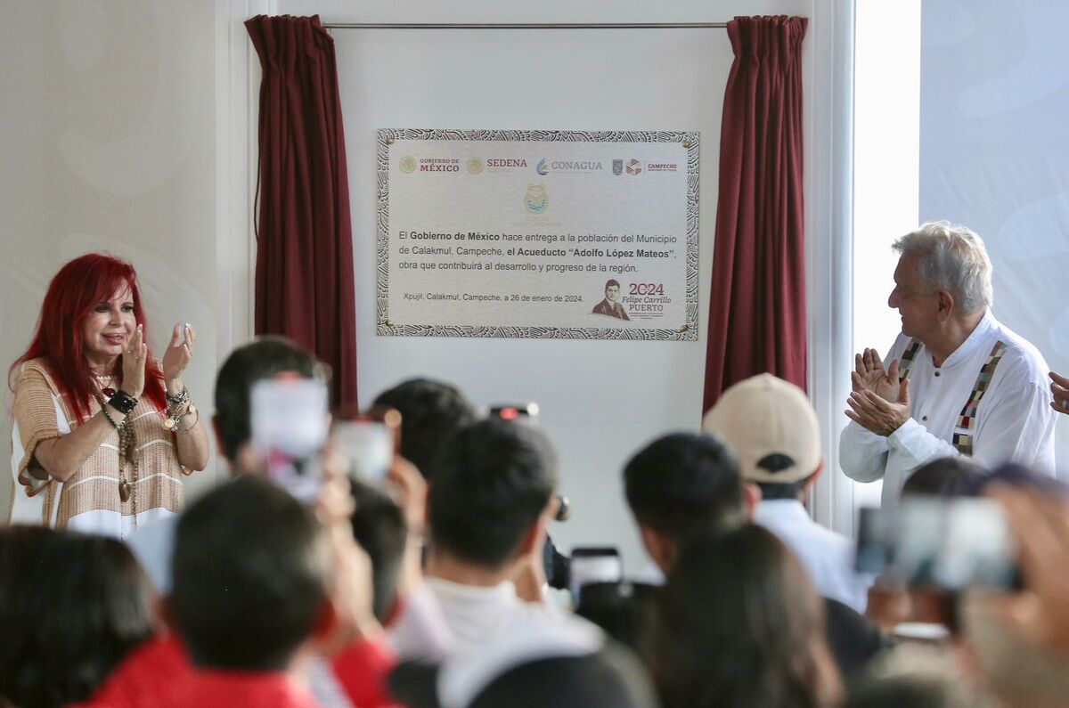 AMLO concluye rehabilitación del acueducto Adolfo López Mateos-Xpujil. (Ariel Ojeda)