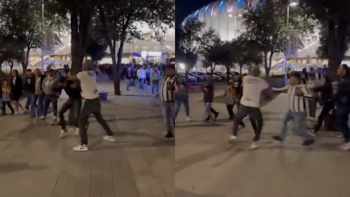 Aficionados de Rayados se pelean tras partido ante el Atlético de San Luis (X: @DesdeLaInterna)