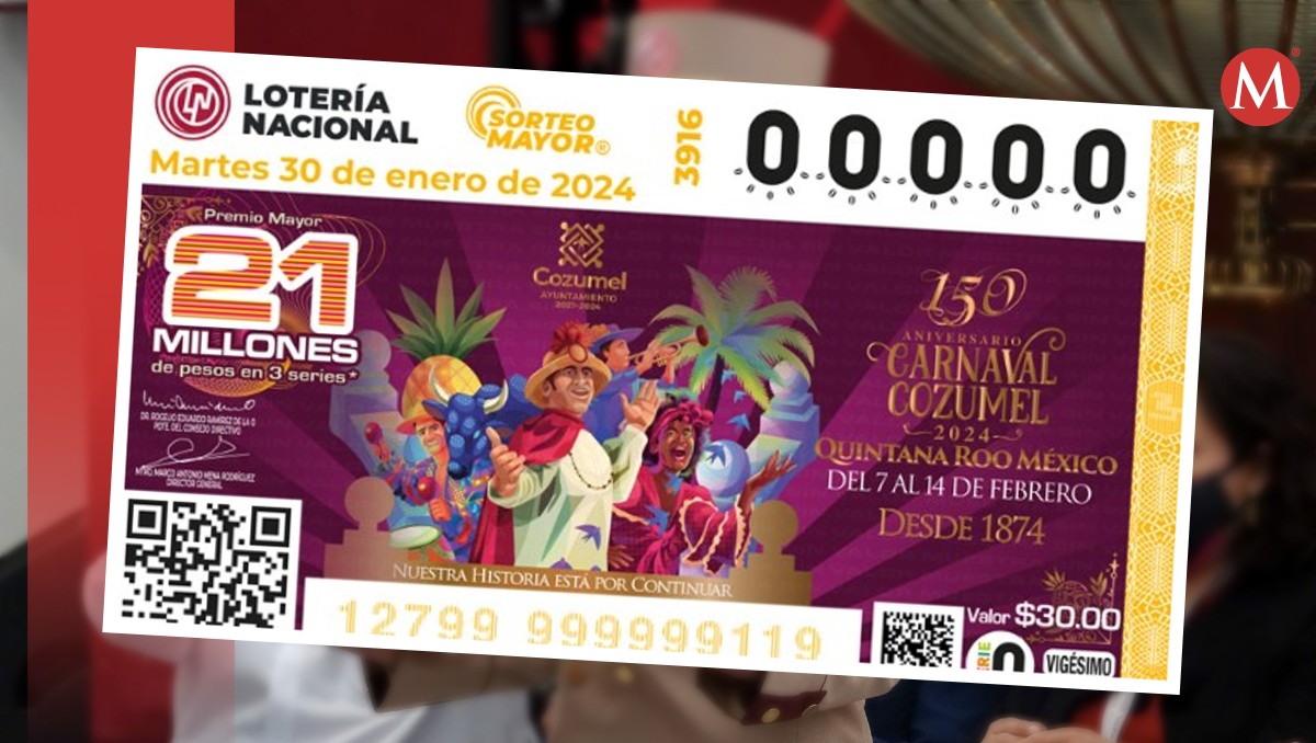 El Sorteo Mayor 3916 de la Lotería Nacional hace homenaje al Carnaval de Veracruz. (Especial)
