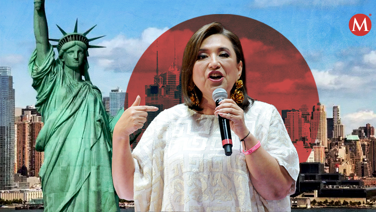 Xóchitl Gálvez inicia gira en Estados Unidos. (Diseño: Oscar Ávila)