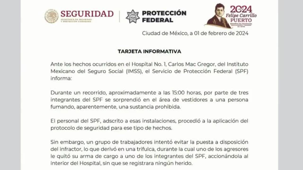 Actualización del caso de la balacera registrada en el Hospital Gabriel Mancera