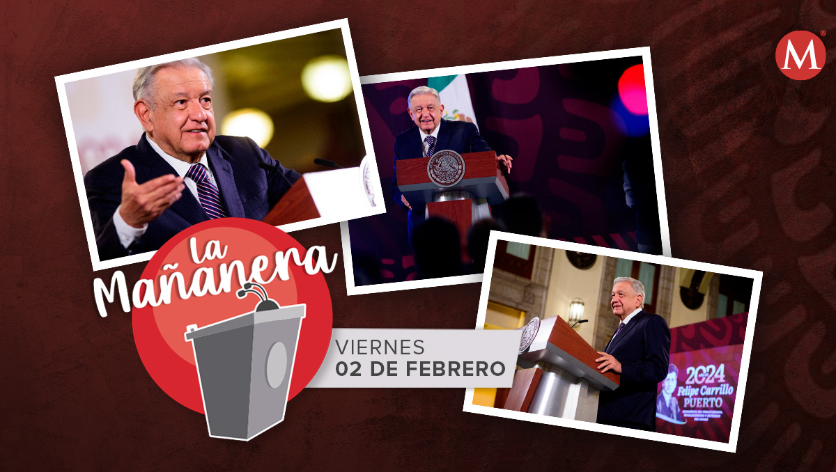 El presidente López Obrador en La Mañanera desde Palacio Nacional.