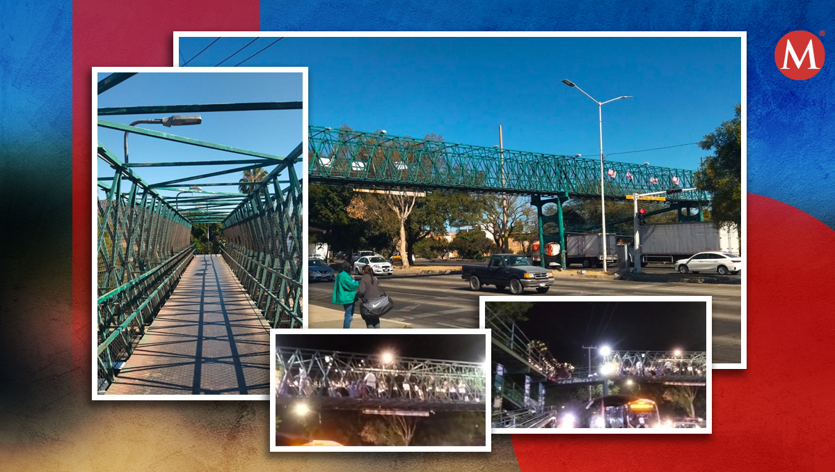 Fiesta exótica en un puente peatonal de Guadalajara