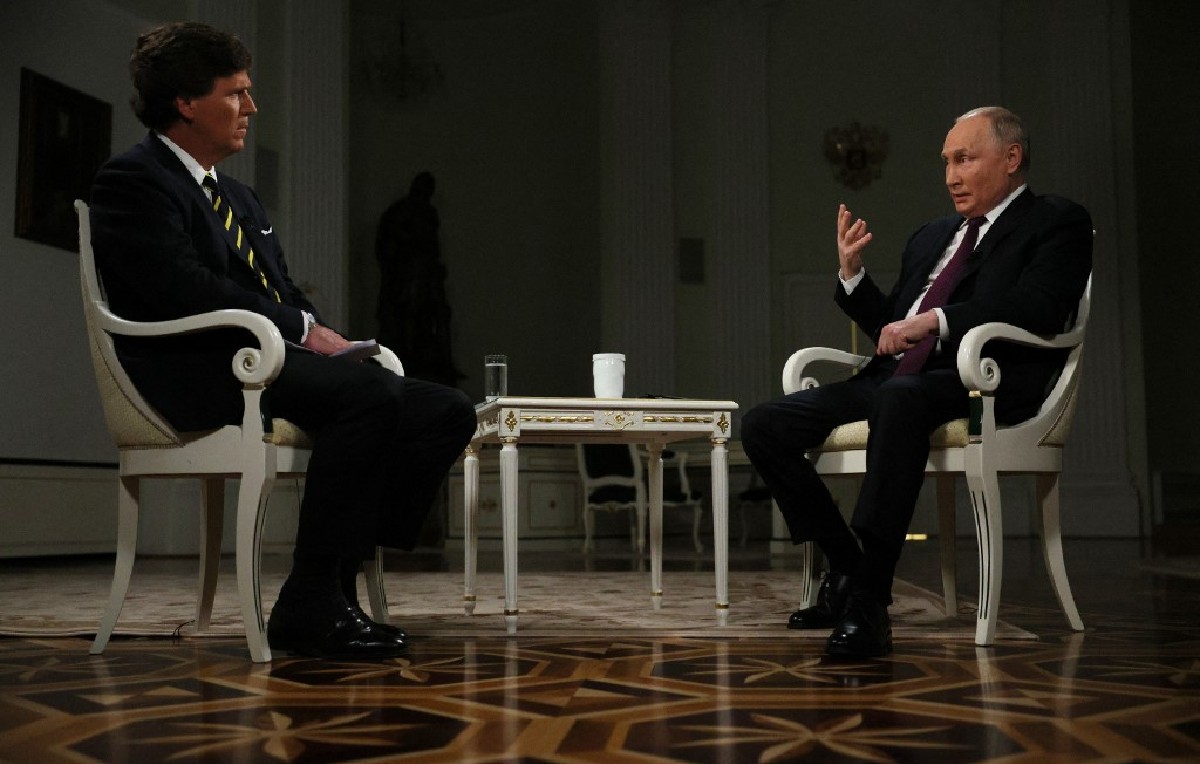 Vladimir Putin en entrevista con Tucker Carlson (AFP)